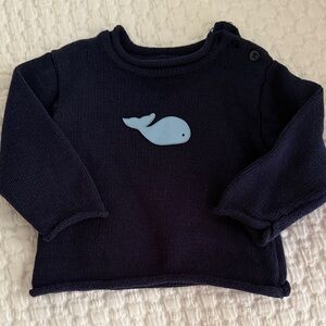 Navy Blue Whale Baby Sweater